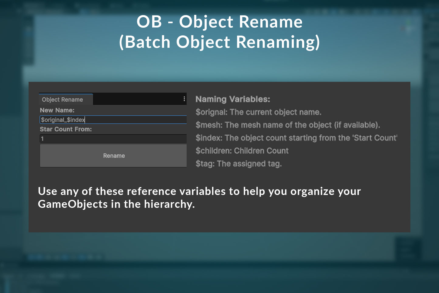 OB - Object Rename | Unity Tool